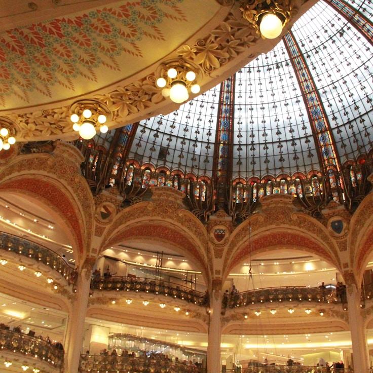 Modern shopping mall interior with family areas